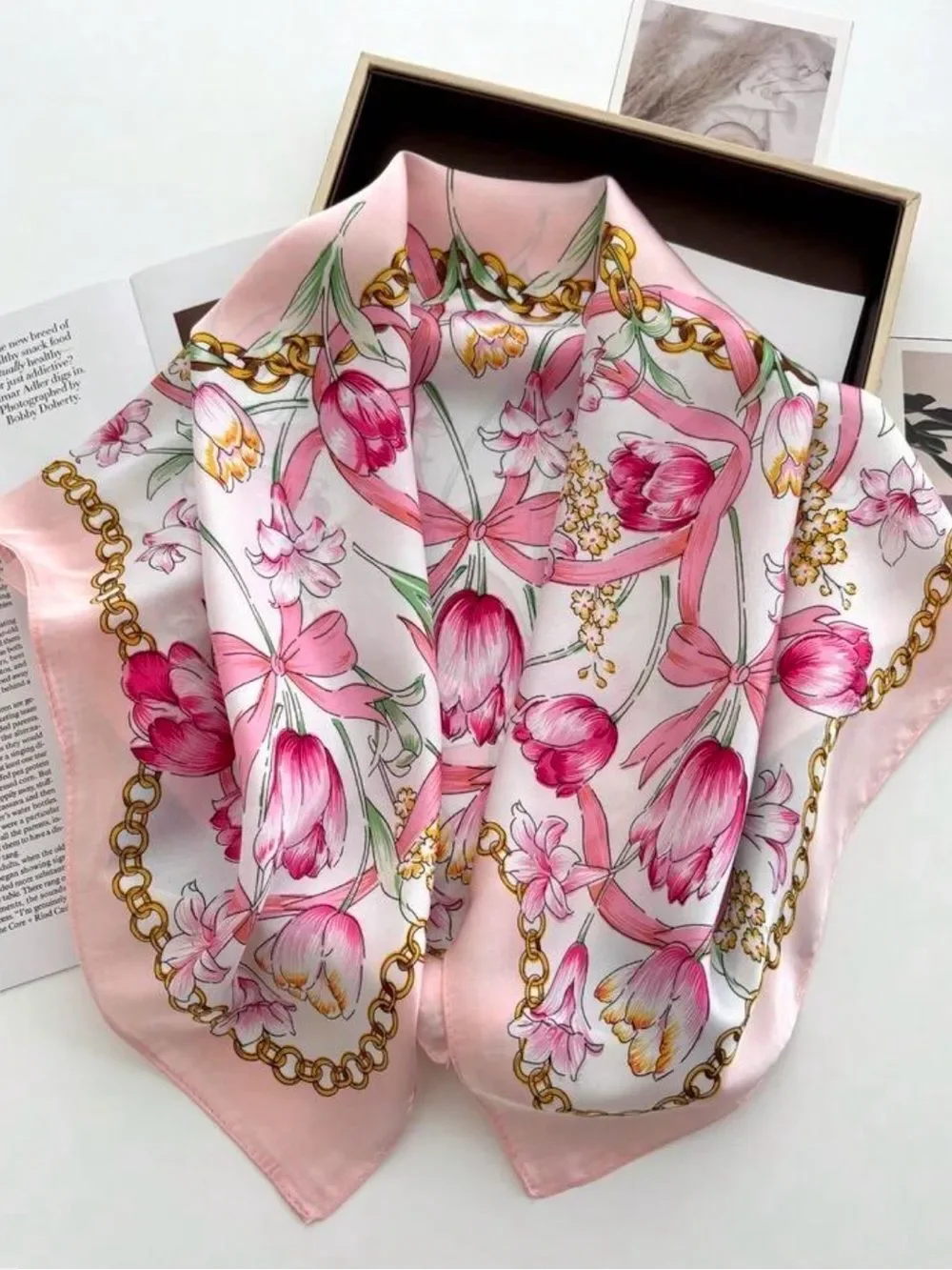 Pink Floral Chain Print Scarf M801